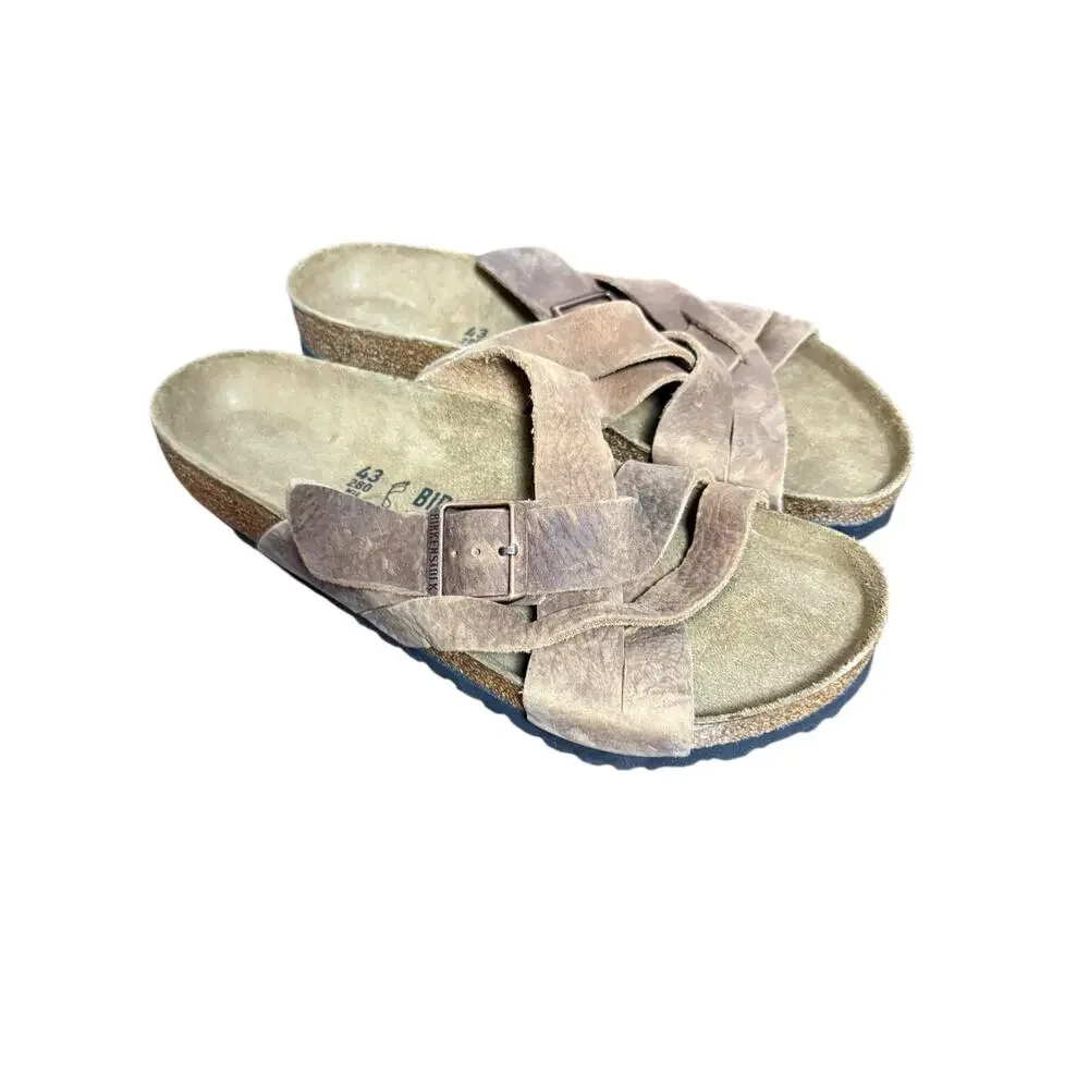 Birkenstock Lugano Woven Strappy Leather Slip On Footbed Boho Sandals Unisex 10